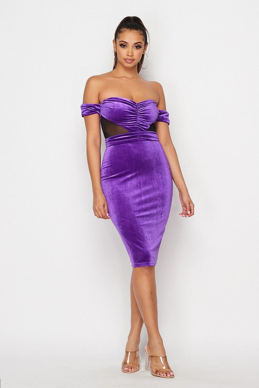 Purple Velvet Bodycon Dress